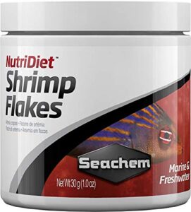 seachem nutridiet shrimp flakes - probiotic fish food formula with garlicguard 30g/1oz