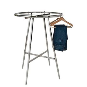 nahanco k50 36" round garment rack, adjustable height, folds for easy storage, chrome