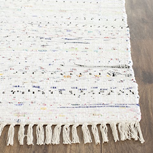 SAFAVIEH Rag Rug Collection Accent Rug - 4' x 6', Ivory & Multi, Handmade Boho Stripe Cotton, Ideal for High Traffic Areas in Entryway, Living Room, Bedroom (RAR121G)