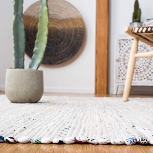 SAFAVIEH Rag Rug Collection Accent Rug - 4' x 6', Ivory & Multi, Handmade Boho Stripe Cotton, Ideal for High Traffic Areas in Entryway, Living Room, Bedroom (RAR121G)