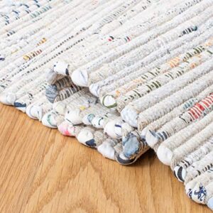 SAFAVIEH Rag Rug Collection Accent Rug - 4' x 6', Ivory & Multi, Handmade Boho Stripe Cotton, Ideal for High Traffic Areas in Entryway, Living Room, Bedroom (RAR121G)