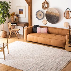 safavieh rag rug collection area rug - 6' x 9', ivory & multi, handmade boho stripe cotton, ideal for high traffic areas in living room, bedroom (rar121g)