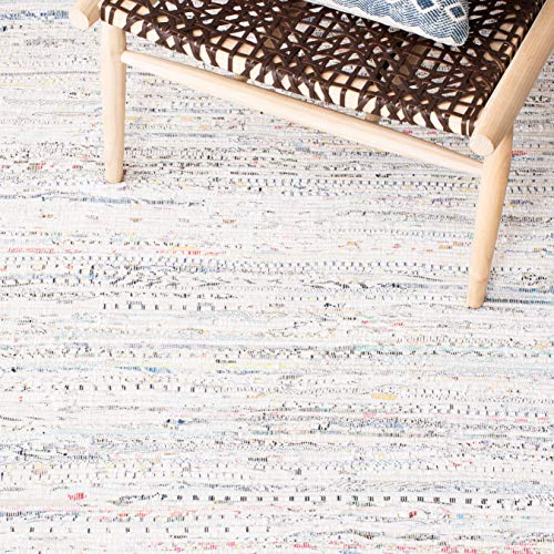 SAFAVIEH Rag Rug Collection Area Rug - 6' x 9', Ivory & Multi, Handmade Boho Stripe Cotton, Ideal for High Traffic Areas in Living Room, Bedroom (RAR121G)