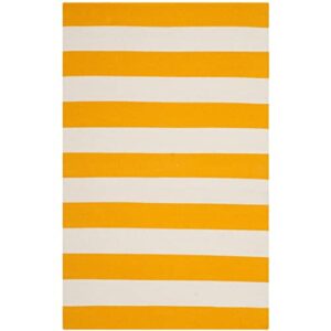 safavieh montauk collection accent rug - 2'6" x 4', yellow & ivory, handmade flat weave boho farmhouse cotton stripe, ideal for high traffic areas in entryway, living room, bedroom (mtk712a)