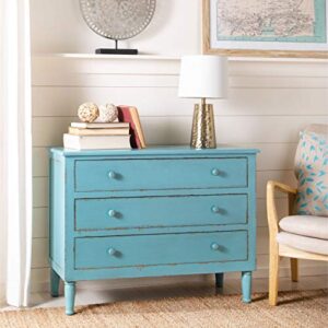 Safavieh American Homes Collection Tablet Distressed Blue 3 Drawer Chest