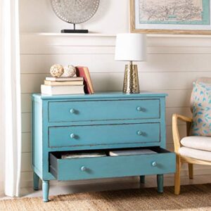 Safavieh American Homes Collection Tablet Distressed Blue 3 Drawer Chest