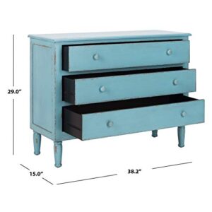 Safavieh American Homes Collection Tablet Distressed Blue 3 Drawer Chest