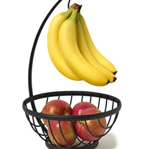 Spectrum Diversified Ashley Fruit Bowl with Banana Holder, Small, Black