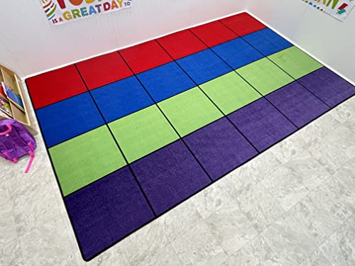 KidCarpet.com Blocks Seating Classroom Rug Multi with 24 Squares, 7'6" x 12' Rectangle