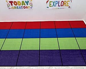 KidCarpet.com Blocks Seating Classroom Rug Multi with 24 Squares, 7'6" x 12' Rectangle