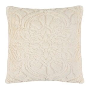 Vue Plush Décor Modern Geometric Square Decorative Throw Pillow, 18" x 18", Ivory