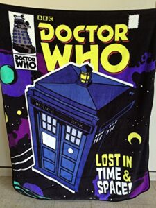 doctor who "lost in time & space!" raschel throw blanket