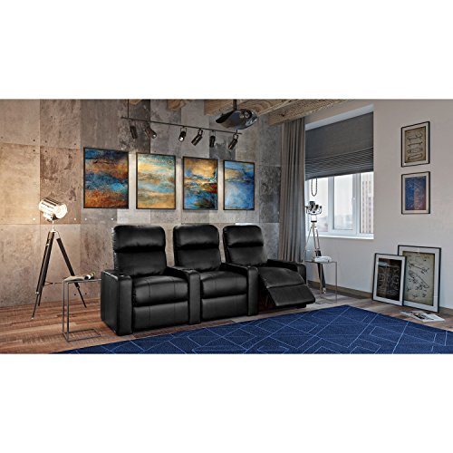 Octane Turbo XL700 Row of 3 Seats, Straight Row in Black Bonded Leather with Manual Recline