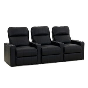 Octane Turbo XL700 Row of 3 Seats, Straight Row in Black Bonded Leather with Manual Recline