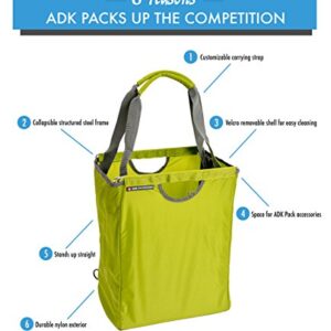 ADK Packbasket (Green) Multifunctional Durable Structured Tote / Reusable Shopping Bag That Folds Flat / Holds 30 lbs.