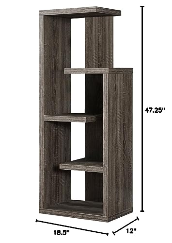 Monarch Specialties , Bookcase, Dark Taupe Reclaimed-Look, 48"H