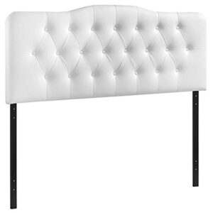 modway annabel tufted button faux leather upholstered full headboard in white