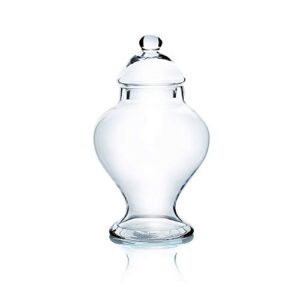 wgv apothecary jar, width 6.7", height 12", clear urn round glass storage container fruit food cake candy liquid jar with lid for wedding party ceremony banquet event office home decor 1 piece