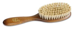 mars coat-king bristle cat hair brush deshedding tool – pet grooming supplies for furry, shaggy, loose hair in all breeds, wooden handle for thick coats – ¾” bristles, 2” wide head