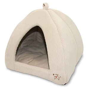 pet tent-soft bed for dog and cat by best pet supplies - beige corduroy, 16" x 16" x h:14"