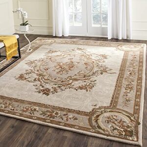 safavieh empire collection 9'6" x 13'6" ivory / light grey em414c handmade traditional european premium wool area rug