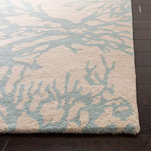 SAFAVIEH Bella Collection 2' x 3' Beige/Blue BEL115C Handmade Premium Wool Accent Rug