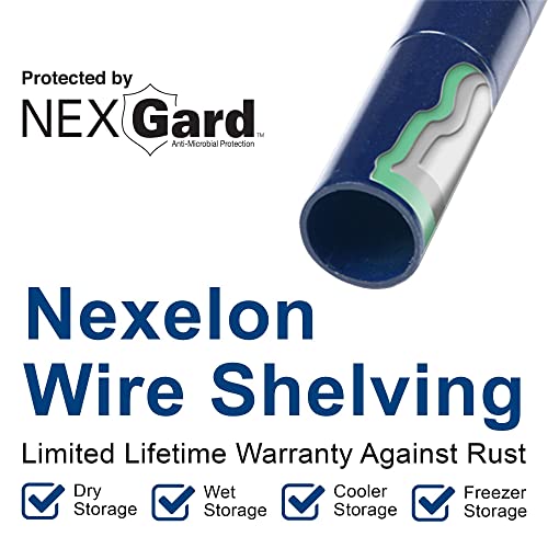 Nexel 24487N Wire Starter Shelving Unit with 4 Shelves, 48" Length x 24" Width x 74" Height, Nexelon Finish, Blue Epoxy