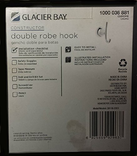 Glacier Bay Constructor Double Robe Hook in Chrome