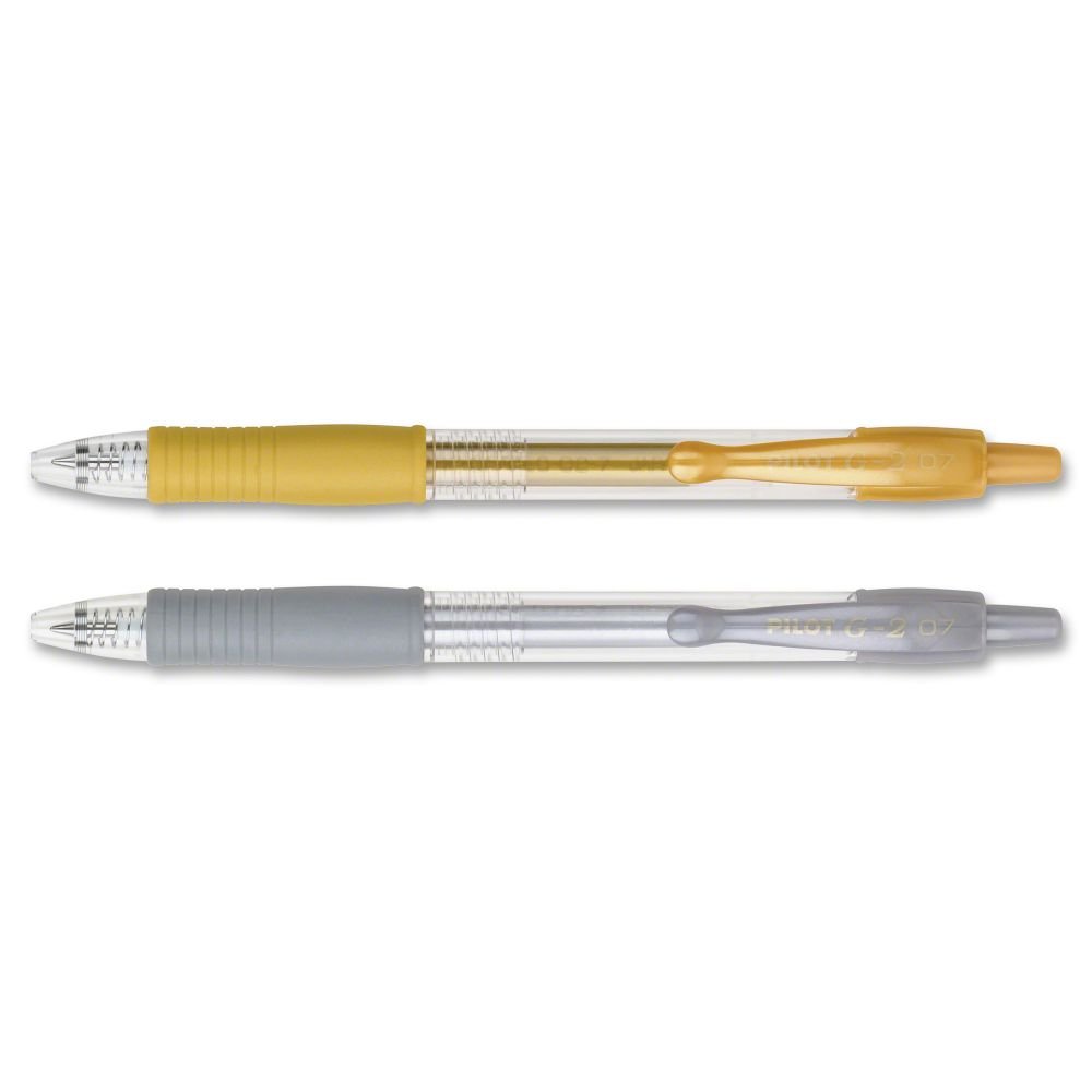 Pilot, G2 Metallics Gel Roller Pens, Fine Point 0.7 mm, Gold & Silver, Pack of 2