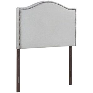 modway curl linen fabric upholstered twin headboard with nailhead trim and curved shape, sky gray