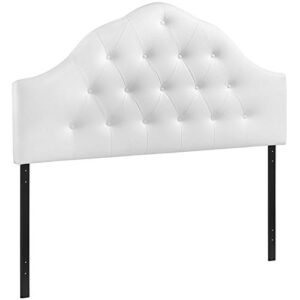 modway sovereign tufted button faux leather upholstered full headboard in white