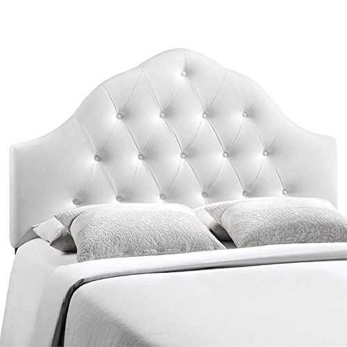 Modway Sovereign Tufted Button Faux Leather Upholstered Full Headboard in White