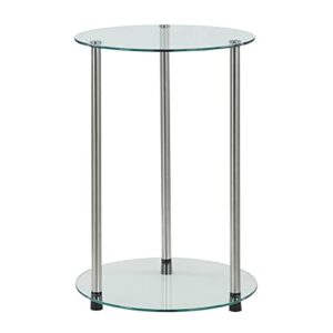 convenience concepts designs2go classic glass 2 tier round end table, 15.75(l) x 15.75(w) x 24.41"(h)