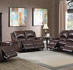 Coaster Furniture Sir Rawlinson Glider Loveseat with Nailhead Studs Dark Brown 650162