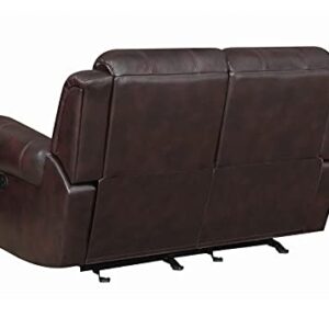 Coaster Furniture Sir Rawlinson Glider Loveseat with Nailhead Studs Dark Brown 650162