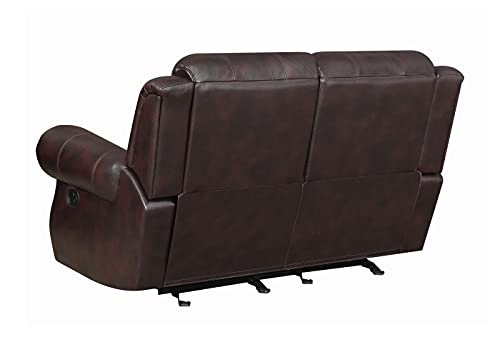 Coaster Furniture Sir Rawlinson Glider Loveseat with Nailhead Studs Dark Brown 650162