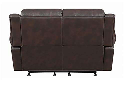 Coaster Furniture Sir Rawlinson Glider Loveseat with Nailhead Studs Dark Brown 650162