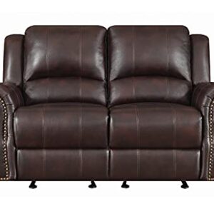 Coaster Furniture Sir Rawlinson Glider Loveseat with Nailhead Studs Dark Brown 650162