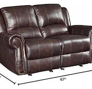 Coaster Furniture Sir Rawlinson Glider Loveseat with Nailhead Studs Dark Brown 650162