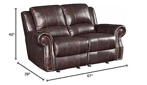 Coaster Furniture Sir Rawlinson Glider Loveseat with Nailhead Studs Dark Brown 650162