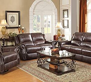 Coaster Furniture Sir Rawlinson Glider Loveseat with Nailhead Studs Dark Brown 650162