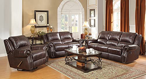 Coaster Furniture Sir Rawlinson Glider Loveseat with Nailhead Studs Dark Brown 650162