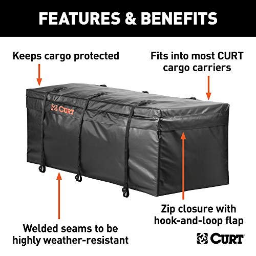 CURT 18211 56 x 22 x 21-Inch Weather-Resistant Black Vinyl Cargo Bag for Hitch Carrier