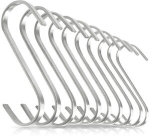 pro chef kitchen tools flat hanging hooks - pot racks s hook 10 pack set - hang display jewelry - metal utility hooks for outdoor storage organization - butcher meat hangers for bacon sausage smokers