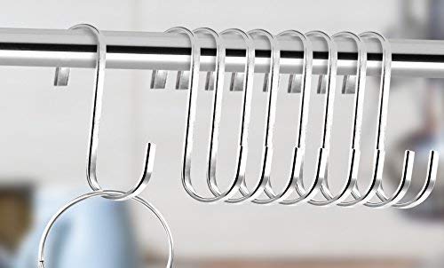 Pro Chef Kitchen Tools Flat Hanging Hooks - Pot Racks S Hook 10 Pack Set - Hang Display Jewelry - Metal Utility Hooks for Outdoor Storage Organization - Butcher Meat Hangers for Bacon Sausage Smokers