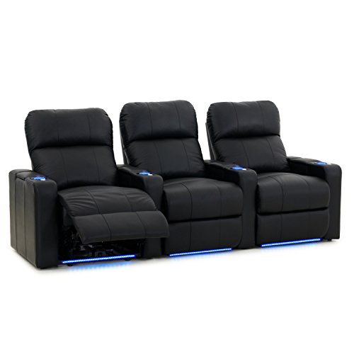 Octane Turbo XL700 Row of 3 Seats, Straight Row in Black Leather with Power Recline