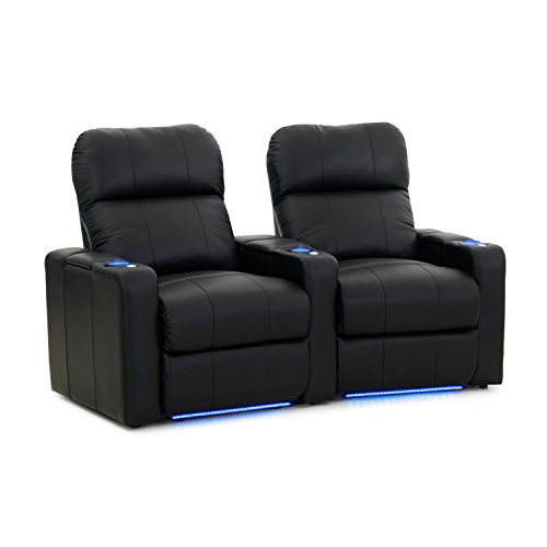 Octane Turbo XL700 Row of 2 Seats, Curved Row in Black Leather with Power Recline