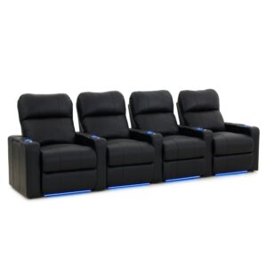 Octane Turbo XL700 Row of 4 Seats, Straight Row in Black Leather with Power Recline