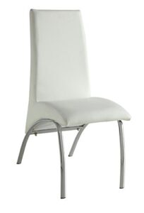 acme pervis side chair (set-2) - 71107 - white pu & chrome