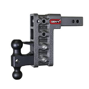 gen-y gh-524 mega-duty adjustable 7.5" drop hitch with gh-051 dual-ball, gh-032 pintle lock for 2" receiver - 16,000 lb towing capacity - 2,000 lb tongue weight